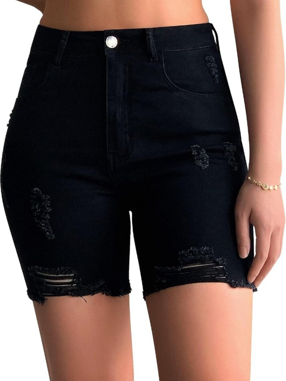 Casual Summer Ripped High Waisted Jean Shorts | Stretch Distressed Frayed Hem